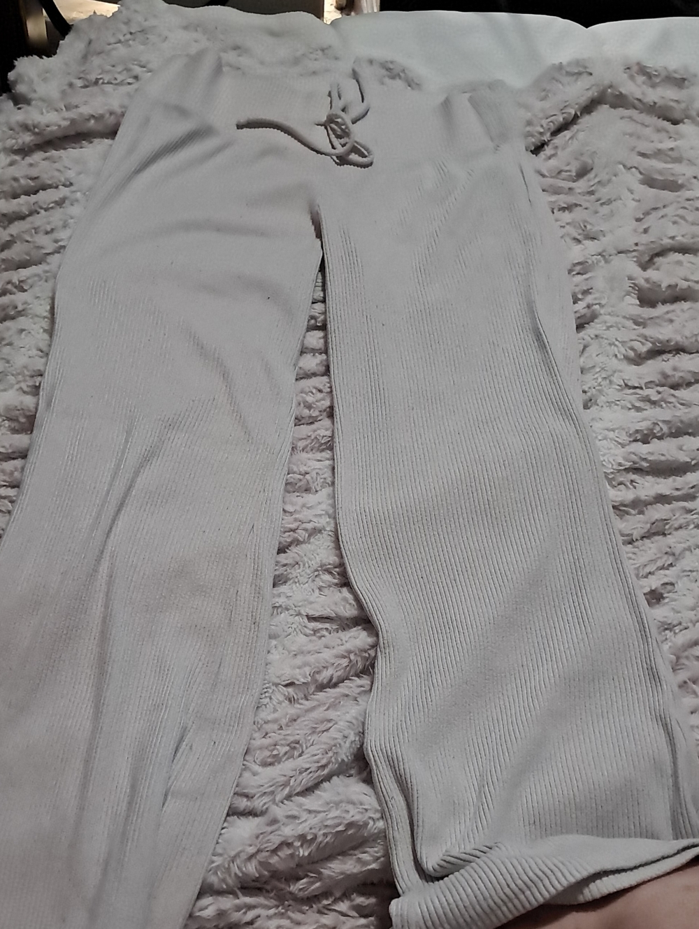 Hollister Cream Ribbed Drawstring Lounge Pants